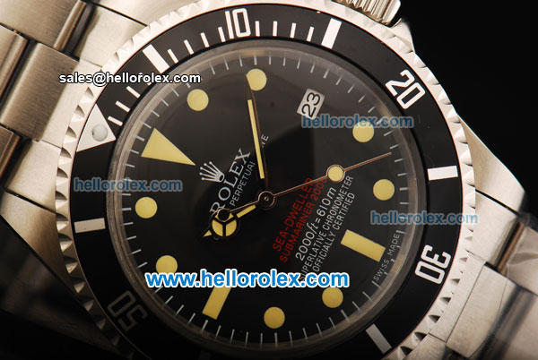 Rolex Sea-Dweller Automatic Movement Steel Case with Black Dial and Bezel-Yellow Marking - Click Image to Close